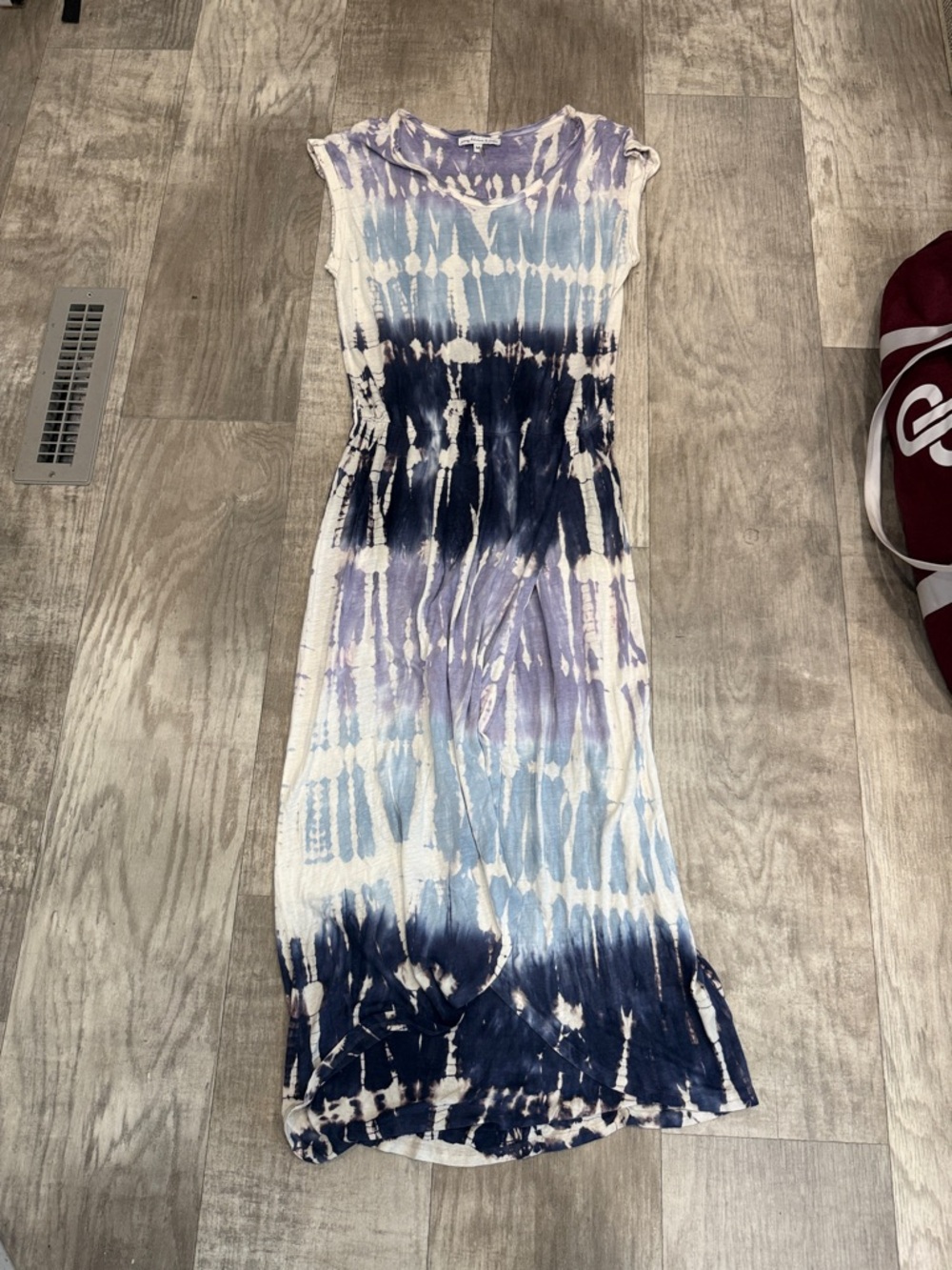 Young Fabulous & Broke Navy, Light Blue & White Tie-Dye Linen Blend Maxi Dress